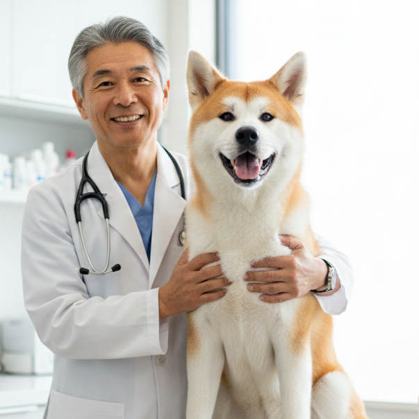 Veterinarian with a dog